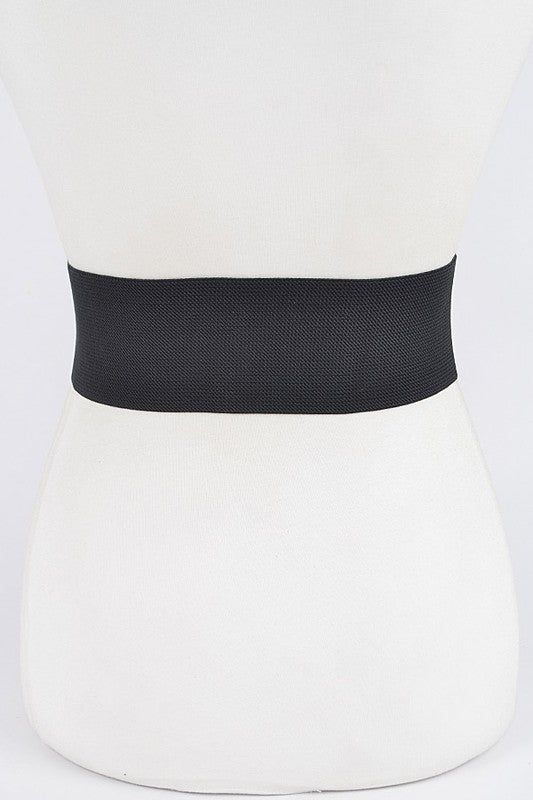 Plus Size Crystal Logo Buckle Elastic Belt